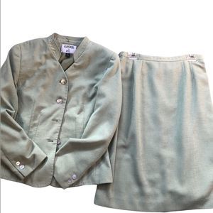 Kasper for ASL Lime Green 2 piece Suit Blazer and skirt size 10